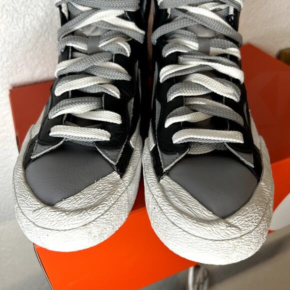 Nike Blazer Mid sacai Black Wolf Grey Mens Size 10 Womens Size 11.5 BV0072 002 - Picture 12 of 16